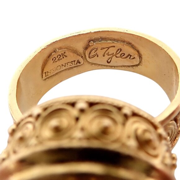 Carolyn Tyler 22k Yellow Gold Seven Seas Large Golden Yellow Zircon Ring - Picture 14 of 15